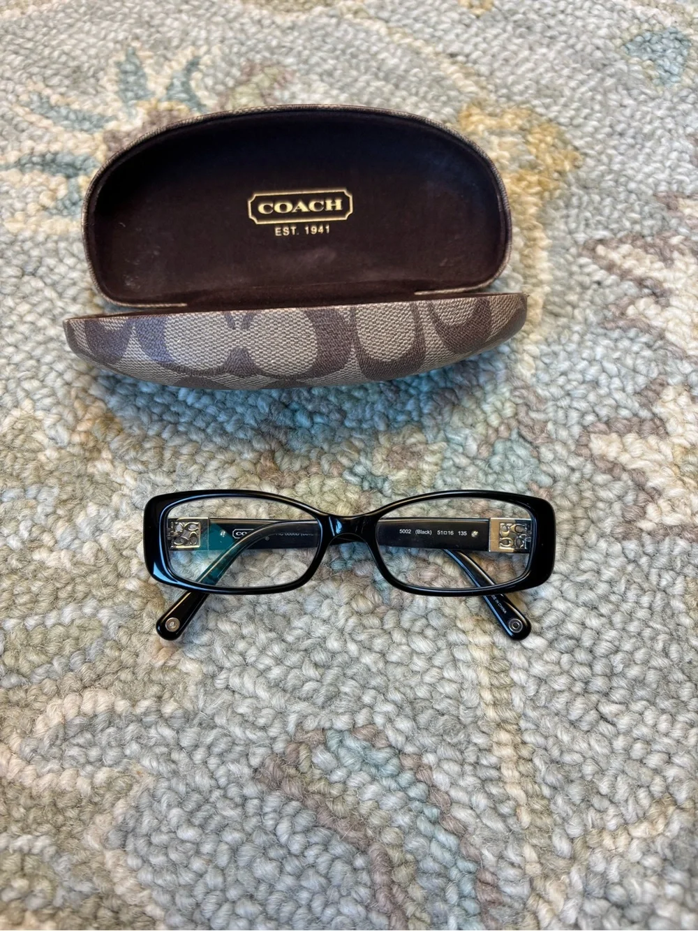 Coach Black and Gold Accent Rectangular Eyeglasses